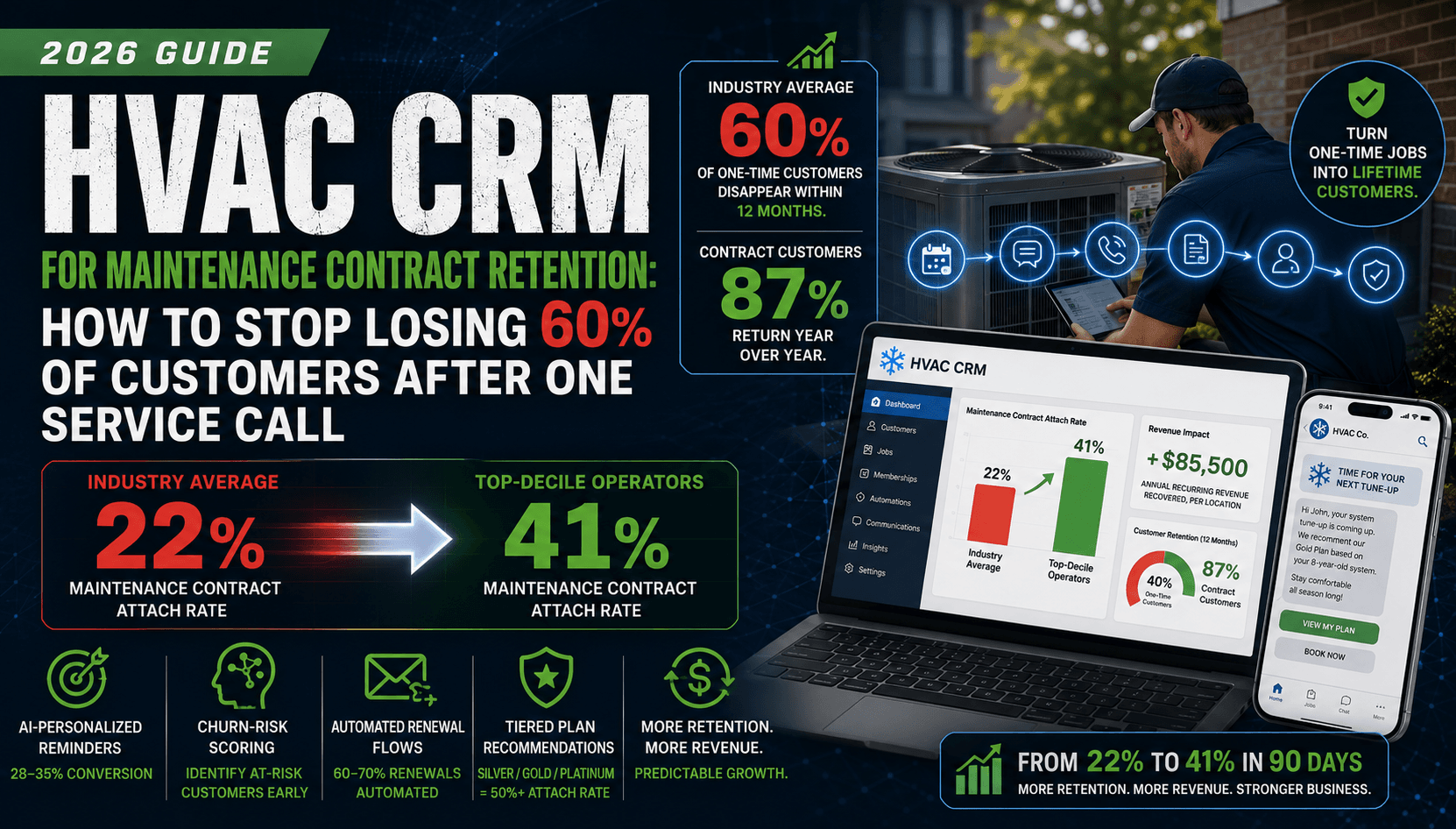 HVAC CRM for Maintenance Contract Retention: How to Stop Losing 60% of Customers After One Service Call (2026 Guide)