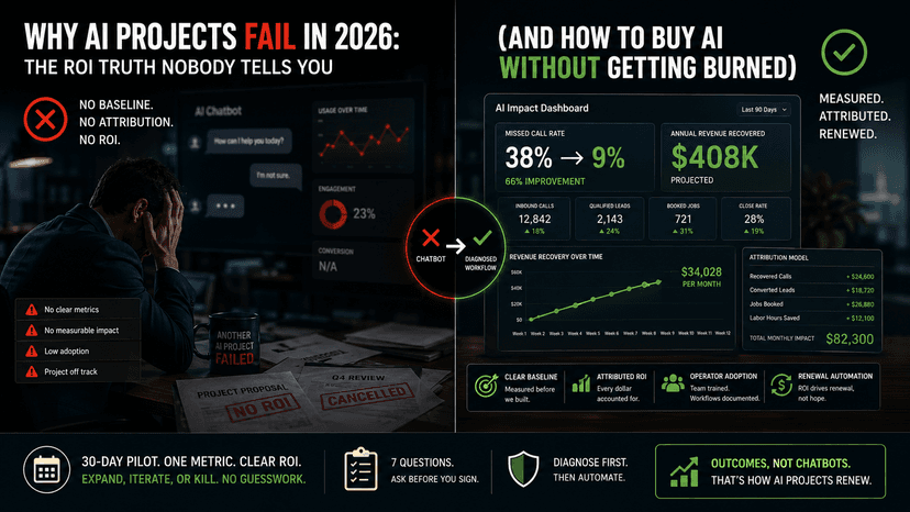 Why AI Projects Fail in 2026: The ROI Truth Nobody Tells You (And How to Buy AI Without Getting Burned)